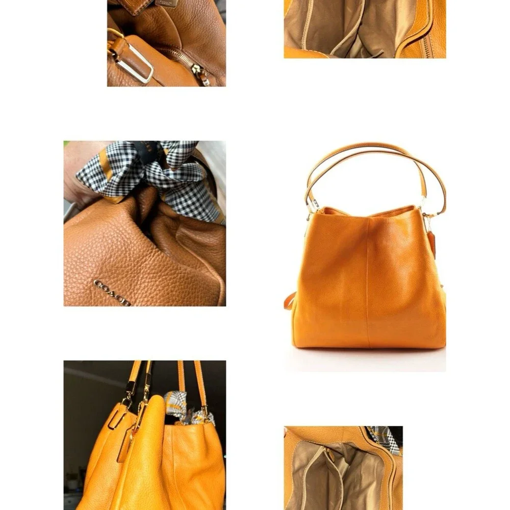 Coach Pebbled Leather Phoebe EUC Phoebe Triple Compartment w/ SCARF